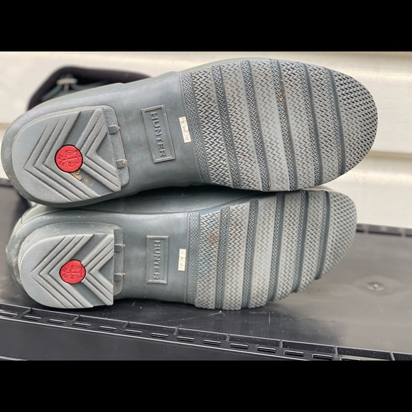 Hunter Original Short Gloss Grey Rain Boots with Hunter sock liner Women size 10 - Picture 6 of 9